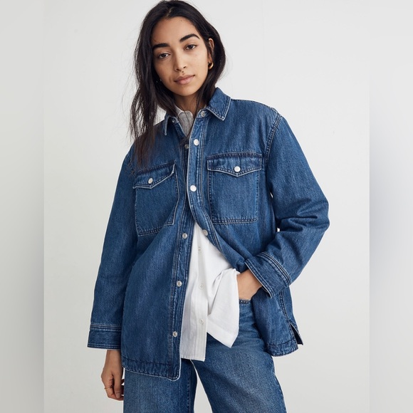 Madewell Jackets & Blazers - MADEWELL Quilted-Lining Denim Shirt-Jacket L